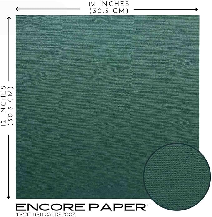 ASPEN GREEN—12x12 Textured Cardstock | 80lb Textured Green Scrapbook Paper | Premium Cardstock for Cricut Cutting | 25 Sheets