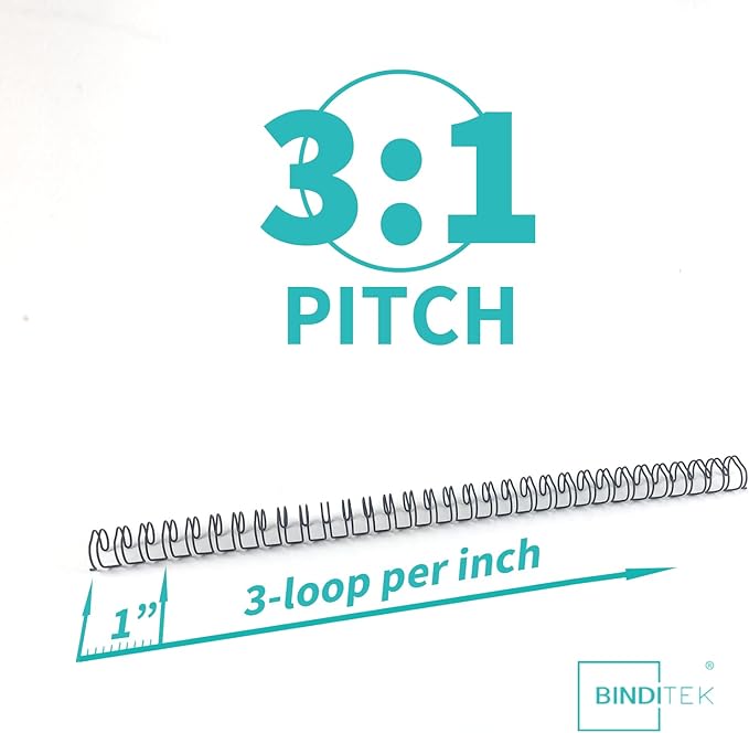 Metal Double Loop Wire Binding Spines, 1/2 Inch, 3:1 Pitch, Black 50 Pack | Wire Binding Spines for Letter Size, 32-Loop, 100 Sheet Capacity, for Reports, Manuals and Projects