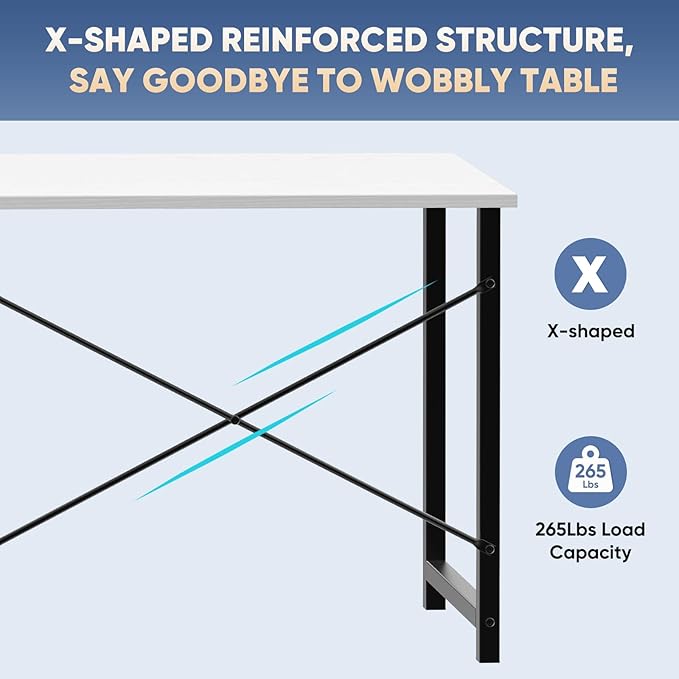 DUMOS 32 Inch Small Computer Desk, Gaming Desks for Home Office Bedroom | Modern Study Writing Work Table, Craft PC Desk Simple Workstation with Reinforcement Structure, Black and White