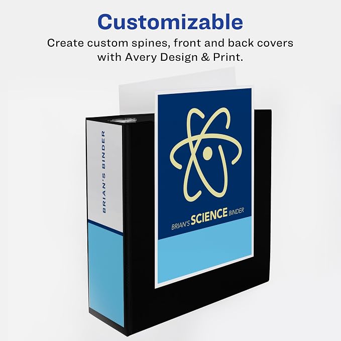 Avery Durable Clear View 3 Ring Binders, 4 Inch Binder Rings, 2 Black Binders (09204)