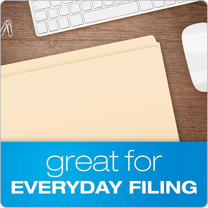 Pendaflex 753 File Folders, Straight Cut, Top Tab, Legal, Manila (Box of 100)