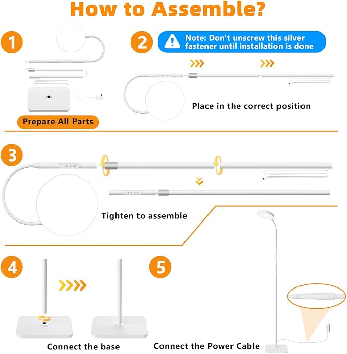 PACOVY Floor Lamp, Adjustable Height Floor Lamps for Living Room Bedroom, 252 LED Super Bright Standing Lamp Remote Control, Dimmable Gooseneck Tall Stand Reading Lamp Light for Office Craft, White