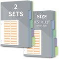 Pocket Plastic Dividers, 5 Tab Set, 10 Count (Pack of 2), Letter Size(8.5"x11"), Morandi Color