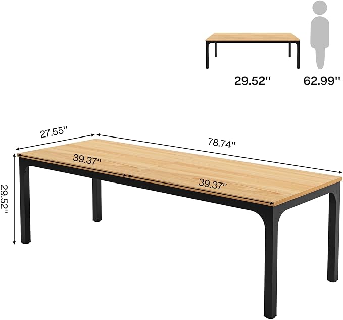 LITTLE TREE 78.7 Inches Extra Long Two Person Office Desk,Double Workstation for Home Office