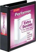 Cardinal Performer 3-Ring Binder, 2", Non-Locking Slant-D Rings, 540-Sheet Capacity, ClearVue Presentation Binder, Nonstick, PVC-Free, Black (17501CB)