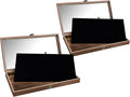MOOCA Wood Jewelry Display Case with Tempered Glass Top, Black Velvet Pad | Wood display case with a glass top and removable black velvet pad accommodates taller jewelry and collectibles.