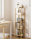 Open Book Shelf, 5 Tier Tall Bookshelf, Freestanding Shelf Narrow Bookcase with Open Shelves, 14.96" x 10.63" x 53.54", Book Shelves for Living Room, Office, Study, Oak