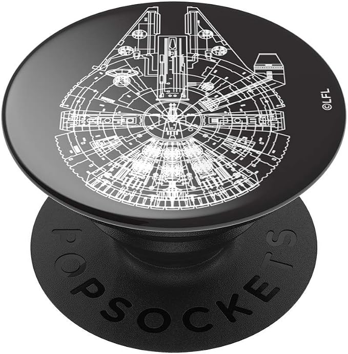 PopSockets Adhesive Phone Grip, Holder, Phone Stand, Star Wars - Millenium Falcon Aluminum