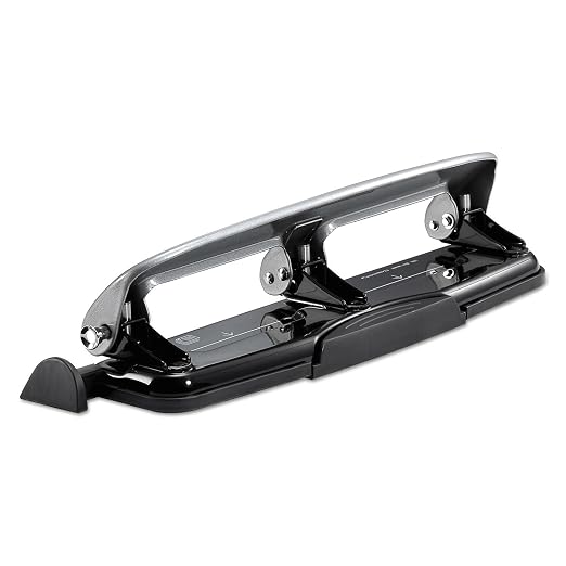 Bostitch Office inPRESS 12 Reduced Effort Three-Hole Punch, Silver/Black (2101)