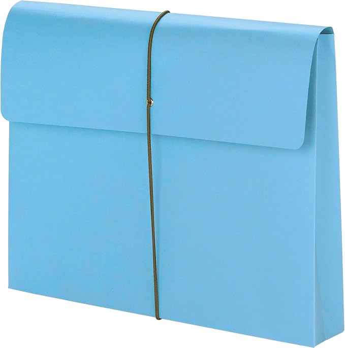 Smead Colored Expanding File Wallet with Flap and Cord Closure, 2" Expansion, Letter Size, Blue, 10 per Box (77203)