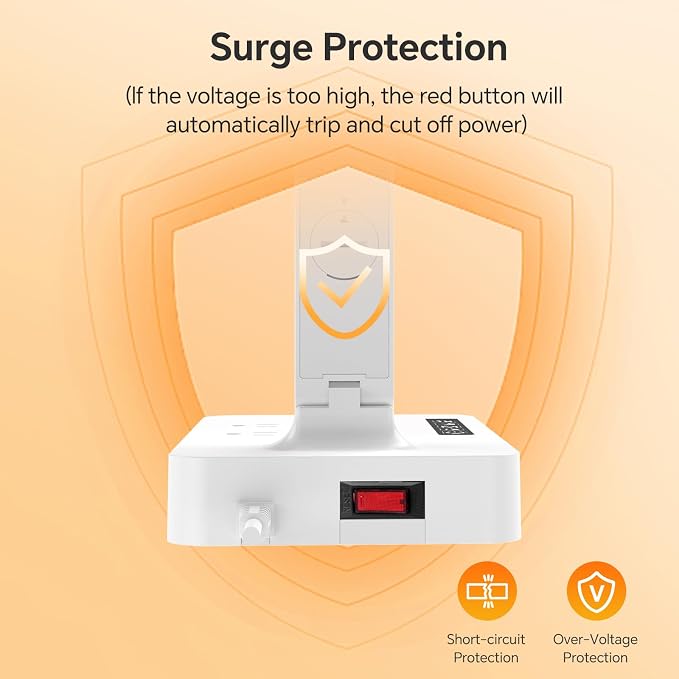 Desk Lamp with USB Charging Port: Power Strip with Surge Protection - 1 Type-C, 1 USB-A Charging Port, 2 AC Power Outlets, Desk Lamps for Home Office College Dorm Room Essentials