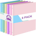 Fulmoon 6 Pack 1.5 Inch Plastic 3 Ring Binders with Pockets, Pastel Colors | Flexible Covers with Round Rings and Front Pockets for Organizing Papers at School, Office, Meetings and Presentations
