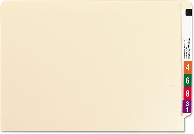 Smead End Tab 1-Fastener File Folder, Shelf-Master® Reinforced Straight-Cut, Legal Size, Manila, 50 Count, 37110