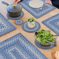 Homespice Denim Braided Trivets Ideal as Pot Holders, Round 8" Set of 6