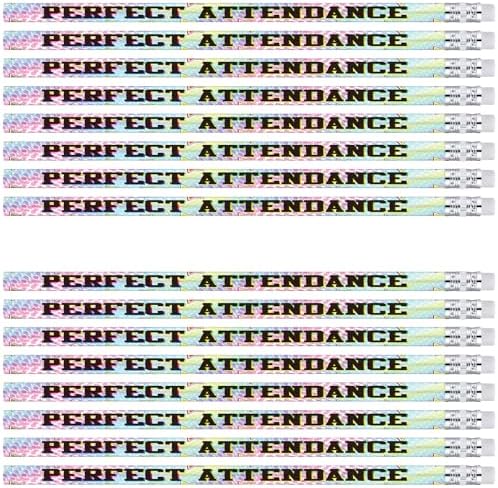 Tenceur 100 Pcs Perfect Attendance Pencils with Erasers Bulk 7.3 Inches Student Incentives Recognition Education Award Prize for Teacher School Classroom Reward Supplies