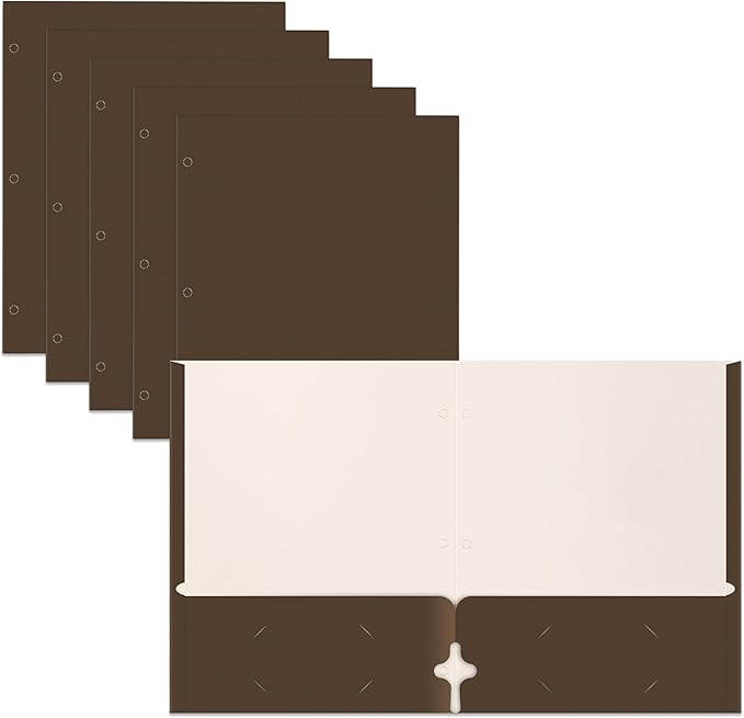 Better Office Products Two Pocket Portfolio Folders, 50-Pack, Brown, Letter Size Paper Folders, 50 Pieces, Brown