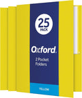 Oxford Twin-Pocket Folders, Textured Paper, Letter Size, Yellow, Holds 100 Sheets, Box of 25 (57509EE)