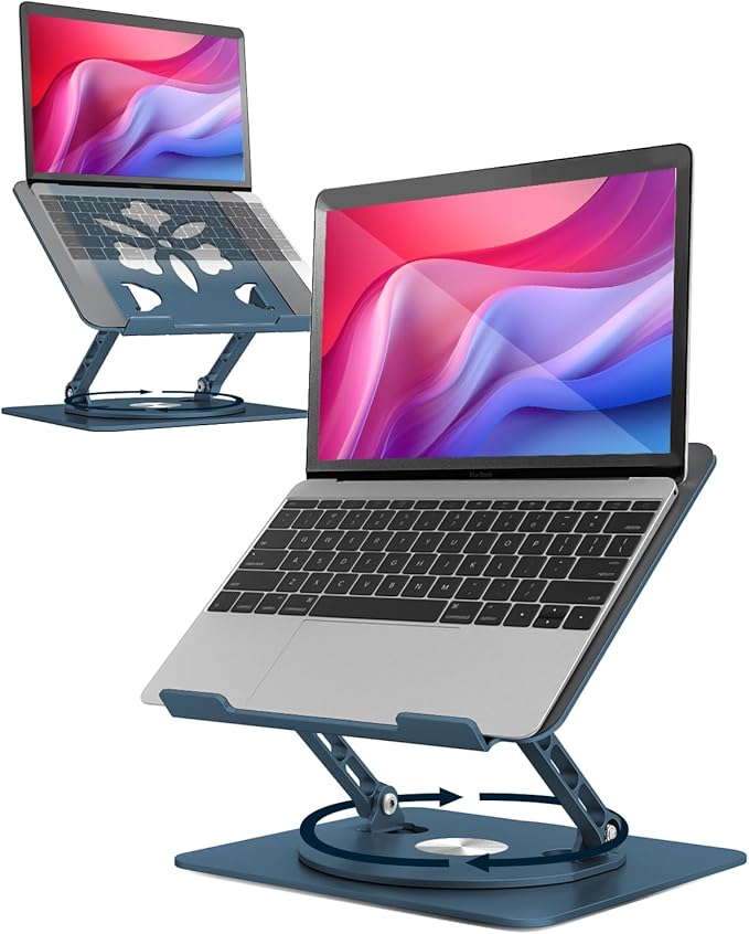 Aoviho 360° Rotating Laptop Stand for Desk | Adjustable, Foldable, Portable Aluminum Ergonomic Riser | Compatible with MacBook, Dell, HP & All Laptops 10-16 inch