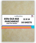 50 Old Age Parchment 60# Text (=24# Bond) Paper Sheets - 11 X 14 Inches Scrapbook|Picture-Frame Size - 60 Pound is NOT Card Weight- Vintage Colored Old Parchment Semblance