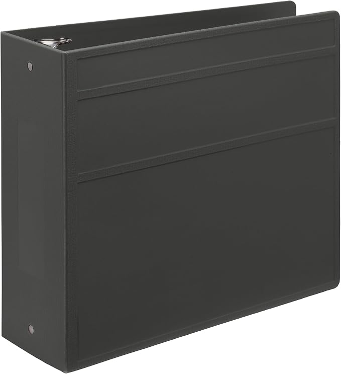 Carstens 4-Inch Heavy Duty 3-Ring Binder - Side Opening, Charcoal Gray, Durable Plastic, No-Gap Rings, Waterproof Cover, No Pockets, Holds 600 Letter Sheets, BPA-Free, Made in USA (1851-3R) Case of 10