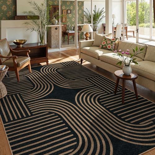 Lahome Modern Geometric Easy Jute Rug, 6x9 Area Rugs for Living Room
