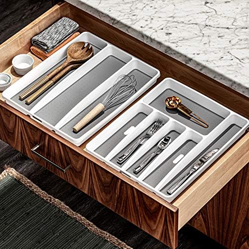madesmart Classic 3 Compartment Utensil Tray, White