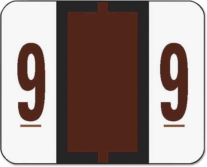 Smead BCCRN Bar-Style Color-Coded Numeric Label, 9, Label Roll, Brown, 500 Labels per Roll (67379)
