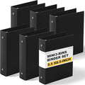Henoyso 2 Inch 6 Pack Mini 3 Ring Binders for 5.5"x8.5" Paper,Black | Holds 375 Sheets, Plastic Small Binders, Round Three Rings, Flexible PP Covers, School Office, Photo Album Planner Journal