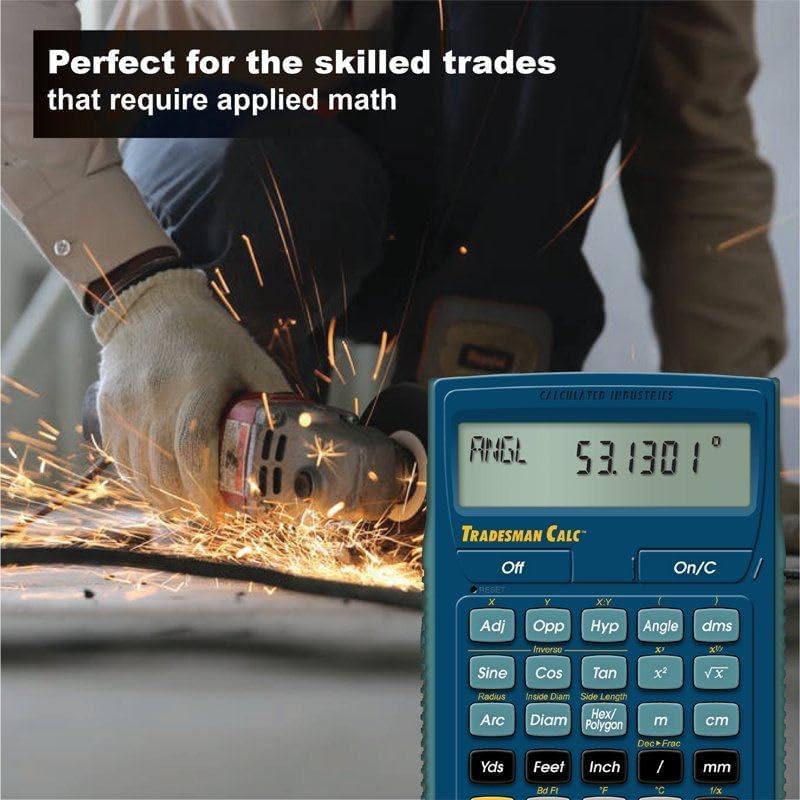 Calculated Industries 4400 TradesmanCalc Technical Trades Dimensional Trigonometry and Geometry Math and Conversion Calculator Tool for Tech Students, Welders, Metal Fabricators, Engineers, Draftsmen Small