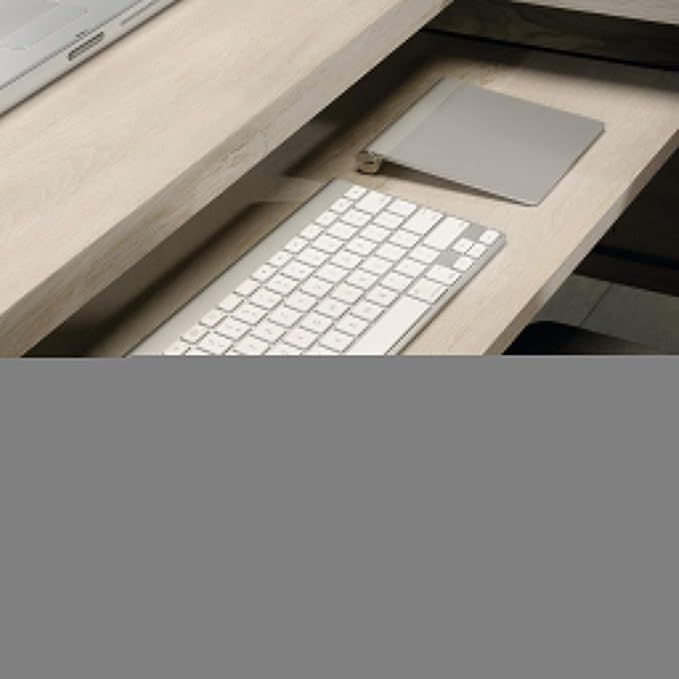 Sauder Costa L-Shaped Desk, Chalked Chestnut, Home Office with Storage & Keyboard Tray
