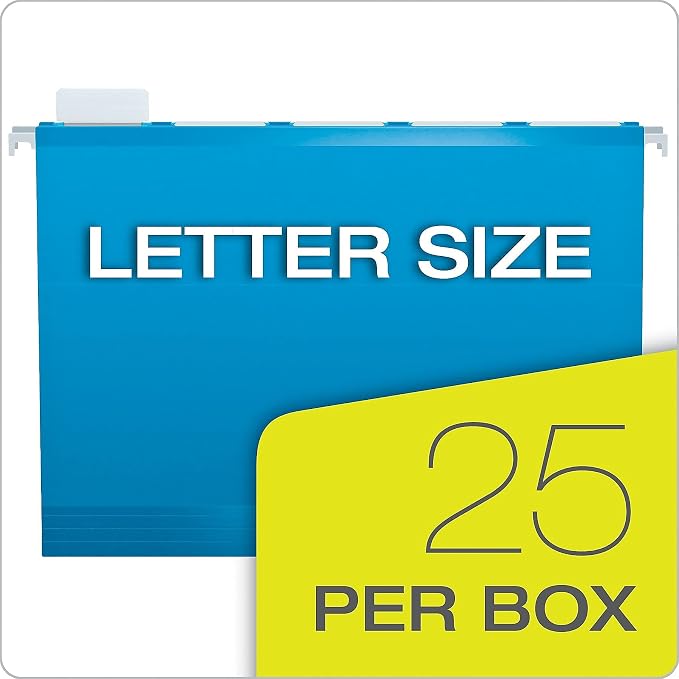Pendaflex Ready-Tab Reinforced Hanging Folders, Letter Size, Assorted Colors, 5 Tab, 25/BX (42592)