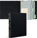 Ospelelf Vintage Leather 3 Ring Binder 1 Inch, Hardback D Ring Binder with Pockets and 5 Tab Dividers, Book Style Document Organizer Fits Letter Size Paper for Home and Office Black