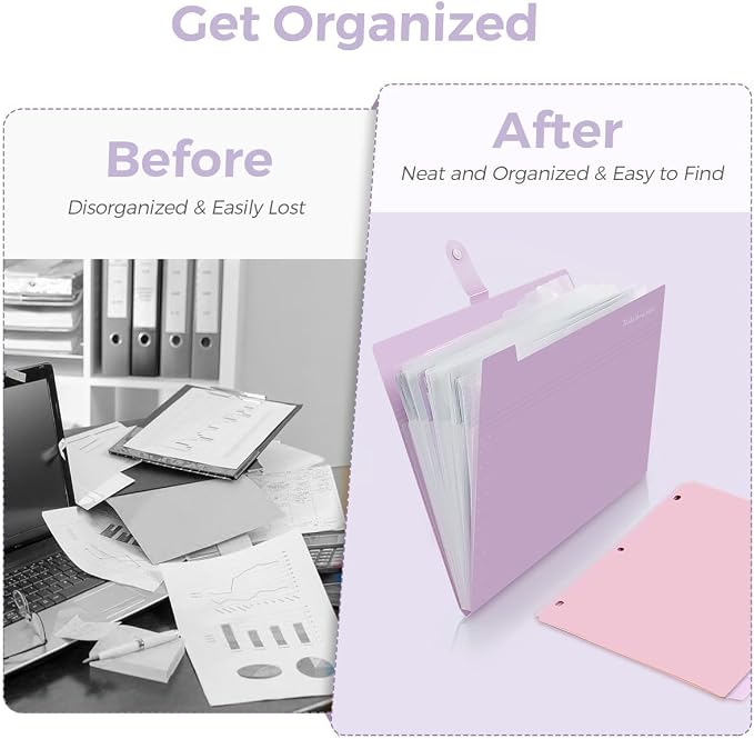 SKYDUE School Supplies Set – 1" 3-Ring Binder, 2 Expanding File Folders, 3 Spiral Notebooks, 8 Tab Dividers & Pencil Pouch – Cute Stationery for High School Stude, College Essentials Purple