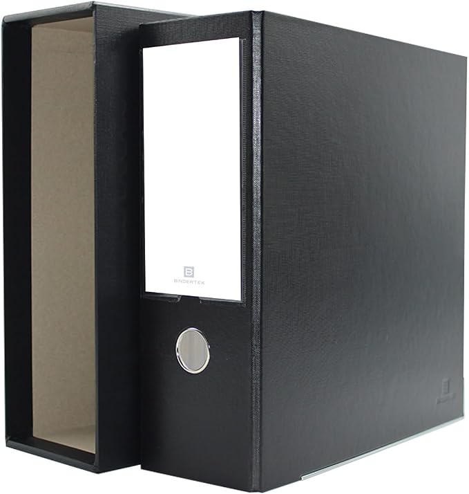 3-Ring Premium Binder & Slip Case - Black, by Bindertek | 4" Spine Width, 675 Sheet Capacity, 3" D-Rings, Linen-Textured Covers, Steel Reinforced Edges