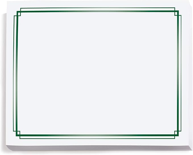 PaperDirect Foil Elegance Specialty Certificates, 50 Sheets of 38lb White Paper, 8½" x 11", Double Green Foil Border, Perfect for Awards, Students, Employees, Volunteers, Course Completion, Diplomas