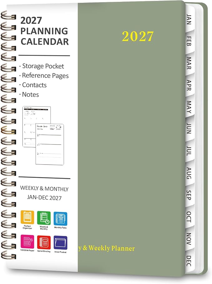 2027 Planner, Weekly and Monthly Calendar Planner Book, A5(6.3'' x 8.5'')