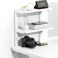 Spacrea Clamp on Desk Shelf, 2 Tier Office Desk Shelves Organizer, Wood Desktop Supplies Storage Rack, Desk Organizers and Accessories (White)