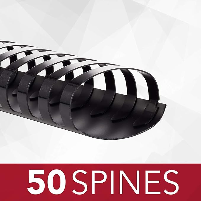 GBC Binding Spines / Spirals / Coils, 2" Diameter, 500 Sheet Capacity, CombBind, Black, 50 Pack (4200022)