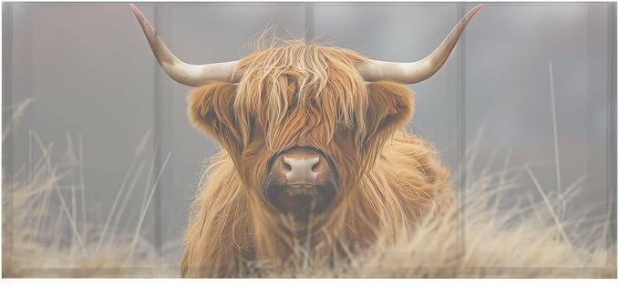 Highland Cow Cattle Acrylic Pencil Pen Holder Desk Accessories Holder, Cosmetic Brush Organizer Modern Design Desktop Stationery Organizer for Office School and Home 7.87 x 2.48 x 3.54 In