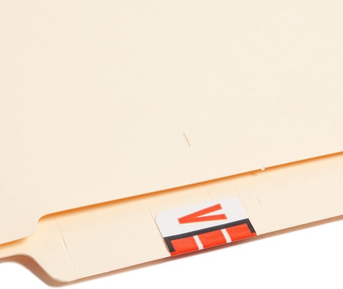 Smead BCCR Bar-Style Color-Coded Alphabetic Label, V, Label Roll, Dark Orange, 500 Labels per Roll, (67092)