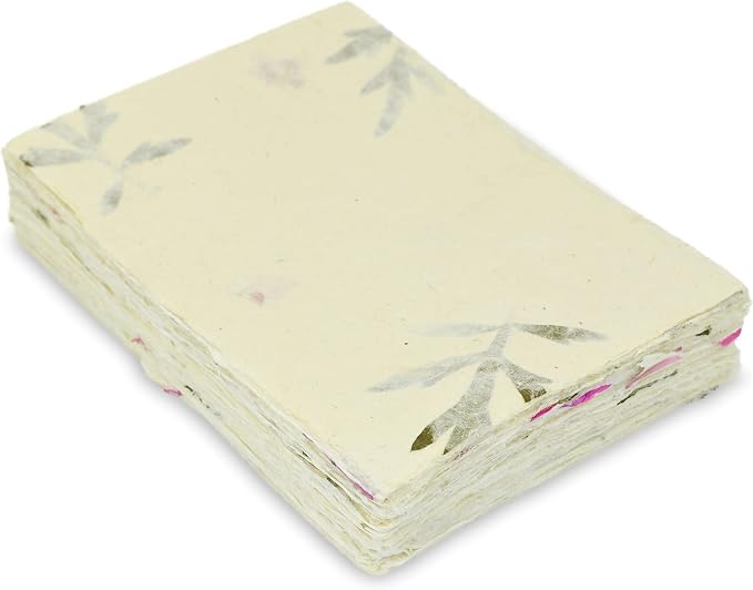 Handmade Lokta Card Stock 5x7 Deckle Edge, Forest Wanderer (50 Sheets) | Kathmandu Valley Co. pressed flowers & leaves, decorative stationery, DIY wedding invitations, thank you notes, made in Nepal
