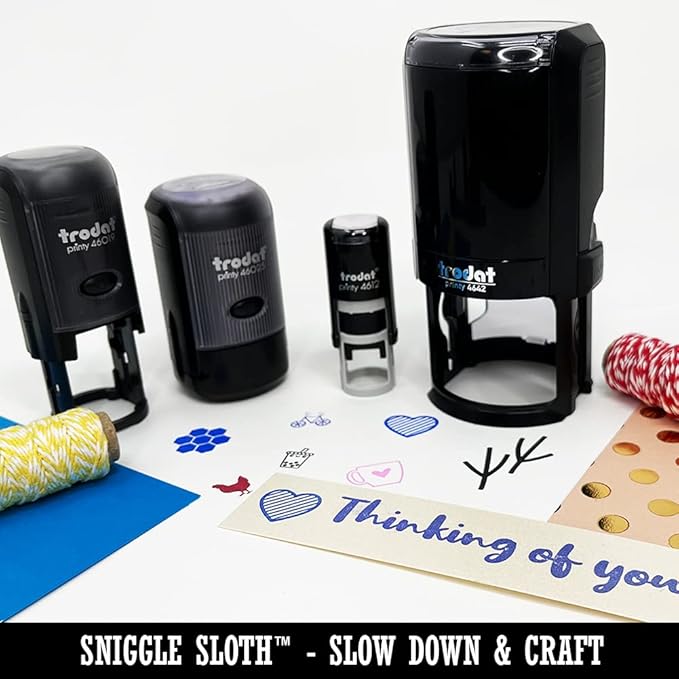Thank You in Heart Self-Inking Rubber Stamp Ink Stamper for Stamping Crafting Planners - 1/2 Inch Mini - Black Ink