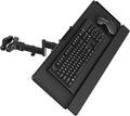 Pole Mount Keyboard Tray - Universal 26 Inch Platform for Keyboard and Mouse, Fits 1.1”–2.4” Poles, Rotation & Tilt Ergonomic Steel Mount Platform with Cable Management, Black