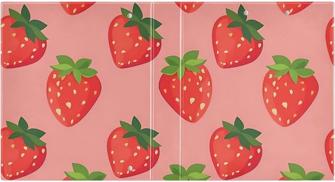 3 Ring Binder Strawberry Berry Red Fruit 1.5 inch Binders Three Ring Binders with Clipboard Fit 8.5'' x 11'' Paper 3 Interior PVC Clear Pockets for Office Supplies