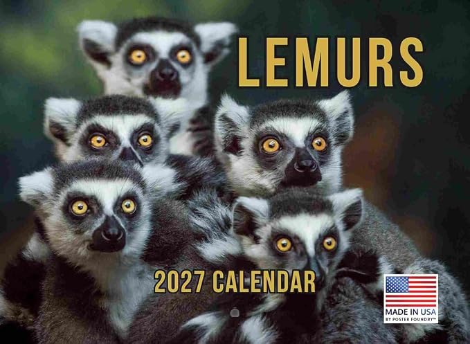 Lemur Calendar 2027 Monthly Wall Calender 12 Month