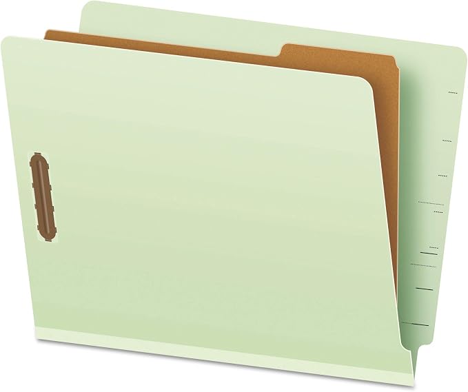 Pendaflex Pressboard End-Tab Classification Folders, Letter Size, 1 Divider, 1.75" Expansion, Light Green, Straight Cut, 10/BX (23214)