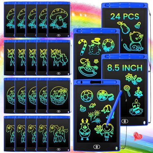 Zhehao 24 Pcs LCD Writing Tablet Kids Board, Blue, Round Style