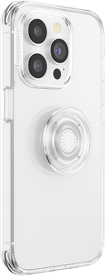 PopSockets Adhesive Phone Grip, Holder- Clear | Secure Comfortable Hold, Anti-Drop, Kickstand, Clear, Translucent