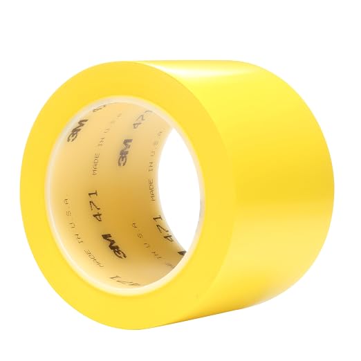3M Vinyl Tape 471, Yellow, 3 in x 36 yd, 1 Roll, Yellow Floor Tape | Paint Alternative for Floor Marking, Social Distancing, Color Coding, Safety Marking