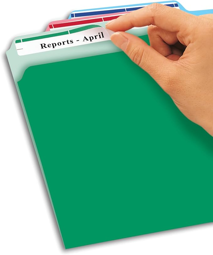 Avery File Folder Labels with Sure Feed, 2/3" x 3-7/16", 750 Printable Labels, Removable, Assorted (6466)
